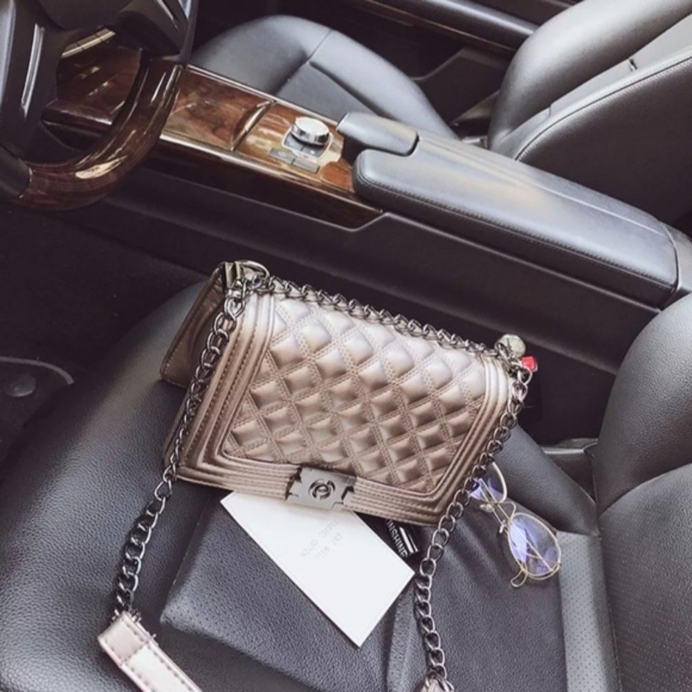 Real Stunner Golden Quilted Leather Crossbody